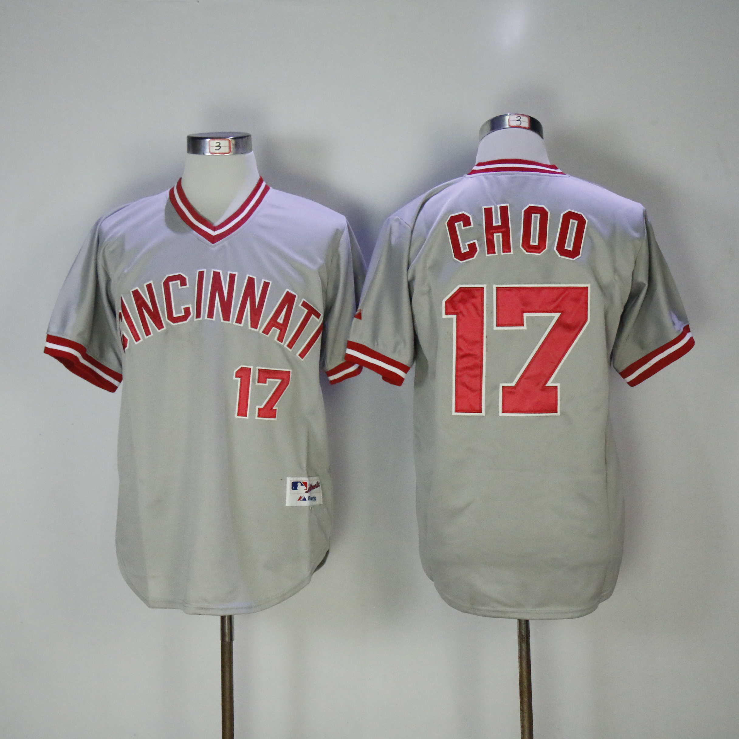 Men MLB Cincinnati Reds #17 Choo grey jerseys